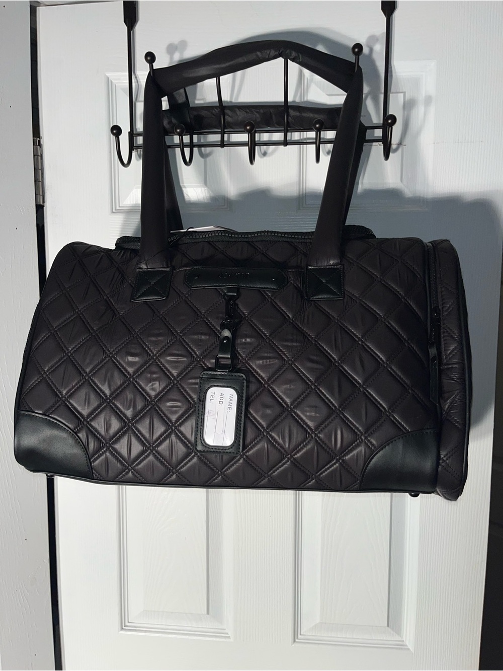 NWT Joan&David 20 In Diamond Quilted Weekender Duffle Bag - The Billie Black